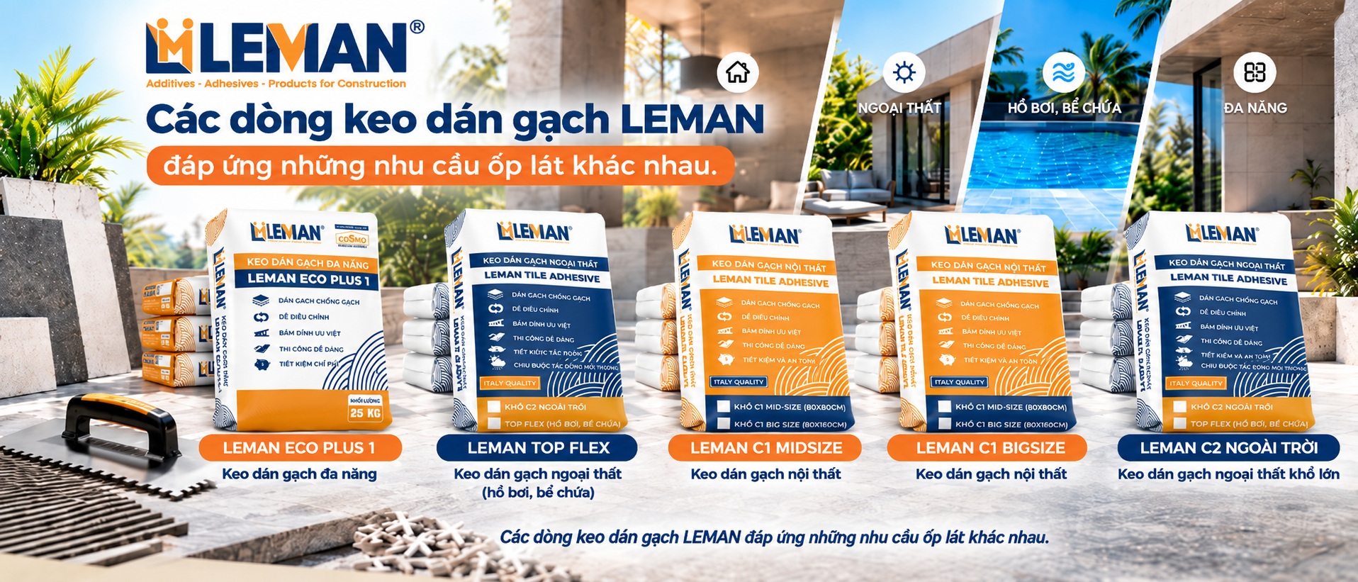 Các Dòng Keo Dán Gạch LEMAN: Chọn Sản Phẩm Nào Cho Nhu Cầu Của Bạn?